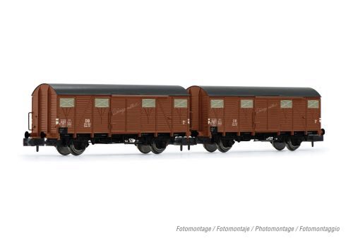 Arnold HN6568 DB 2er-Set 2-achsiger gedeckter Güterwagen Gmhs 55 braun Düngemittel  Ep.III
